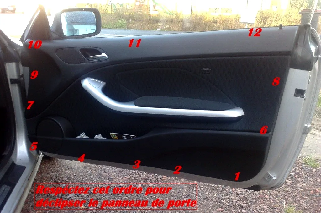 ordre de démontage de la portière d'une voiture