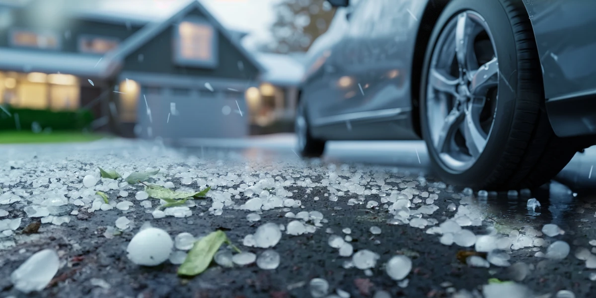 voiture sous la grêle
