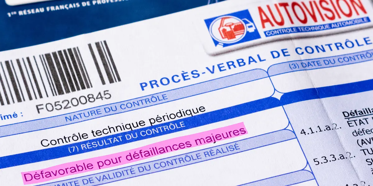 défaillances majeures au contrôle technique
